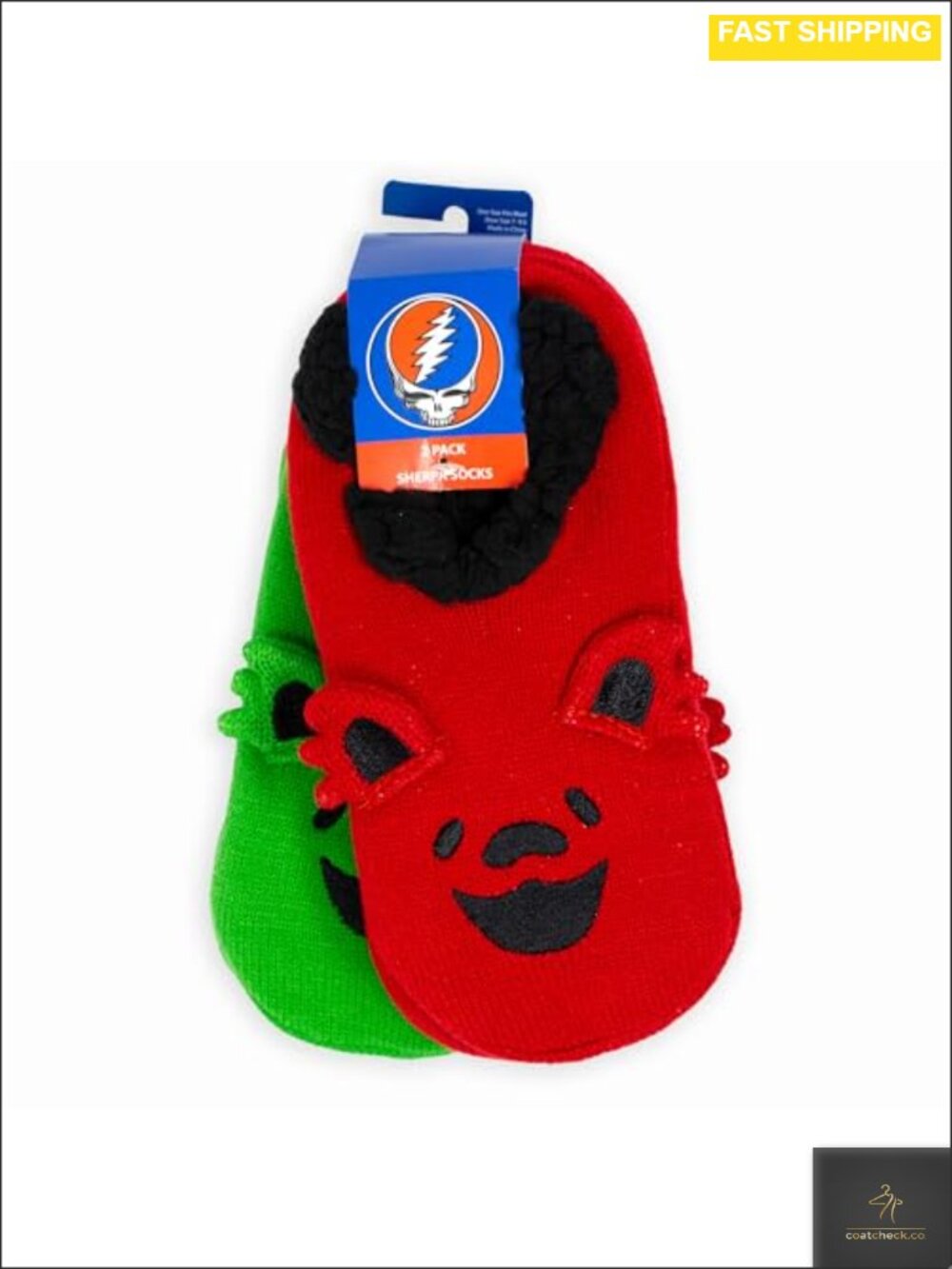 Grateful Dead Soft Sherpa Slipper Socks 2-Pack Adult Stretchy Cozy